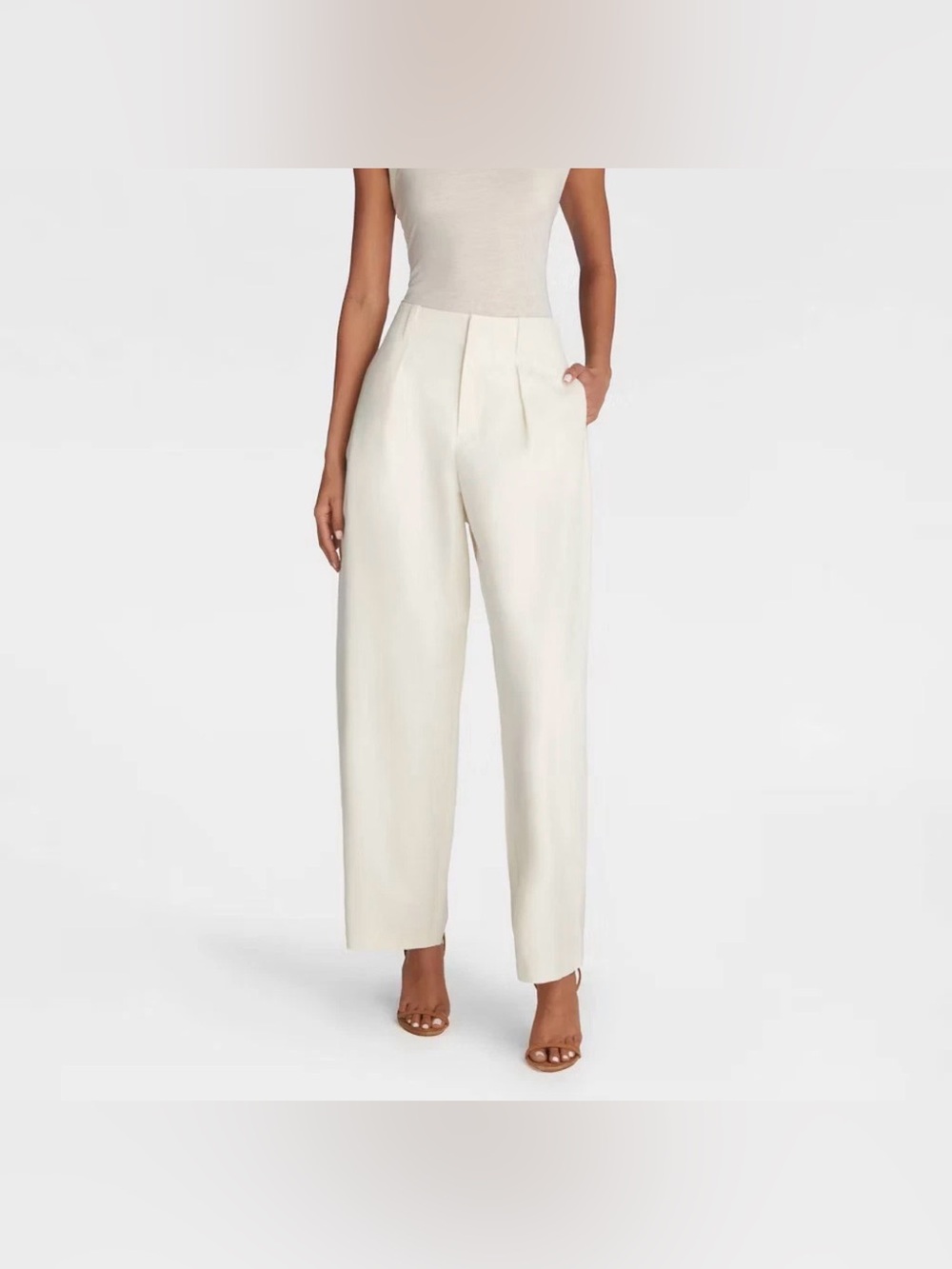 KBB by Kahlana High-Rise Wide Leg Cream Dress Pants size 8